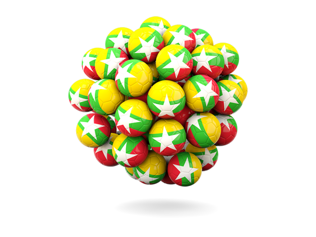 Stack of footballs. Download flag icon of Myanmar at PNG format