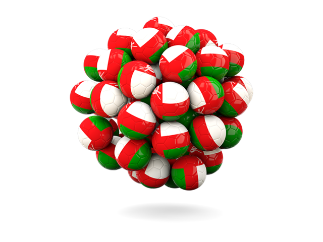 Stack of footballs. Download flag icon of Oman at PNG format