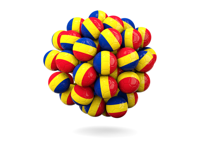 Stack of footballs. Download flag icon of Romania at PNG format