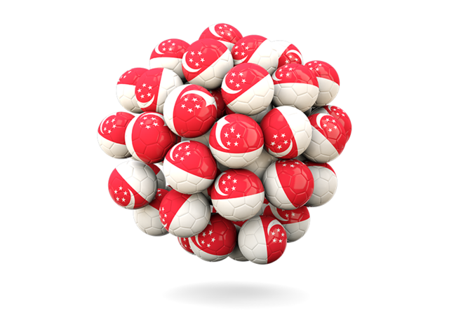 Stack of footballs. Download flag icon of Singapore at PNG format
