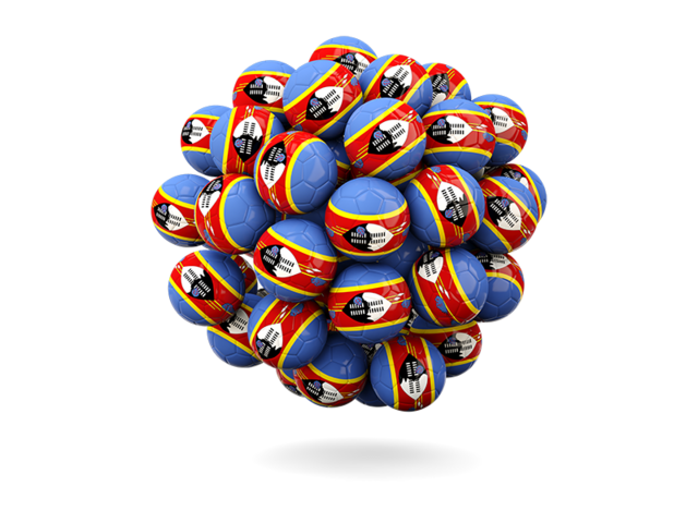 Stack of footballs. Download flag icon of Swaziland at PNG format