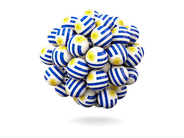Stack of footballs. Download flag icon of Uruguay at PNG format