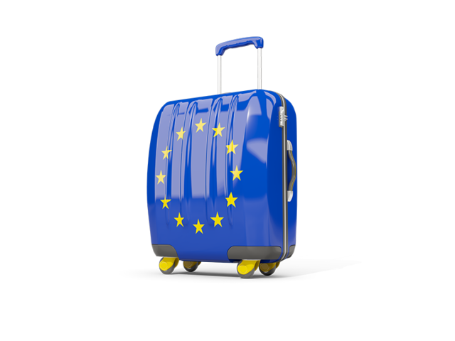 Suitcase with flag. Download flag icon of European Union at PNG format