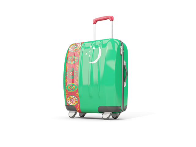 Suitcase with flag. Download flag icon of Turkmenistan at PNG format