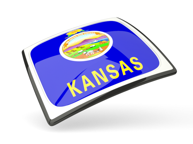 Thin square icon. Download flag icon of Kansas