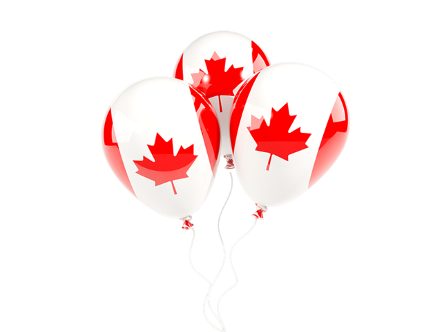 Bounty Actuator Ik was verrast Three balloons. Illustration of flag of Canada