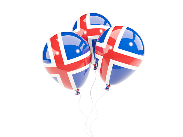 Three balloons. Illustration of flag of Iceland