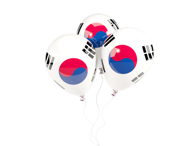 Три воздушных шара. Скачать флаг. Южная Корея