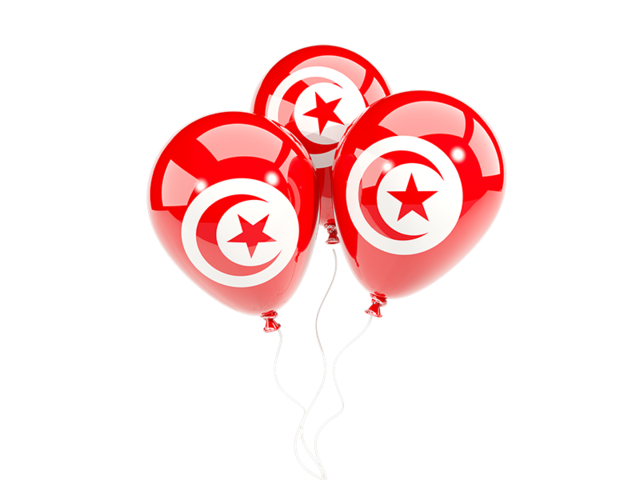 Three balloons. Download flag icon of Tunisia at PNG format