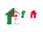 Algeria. Three houses with flag. Download icon.