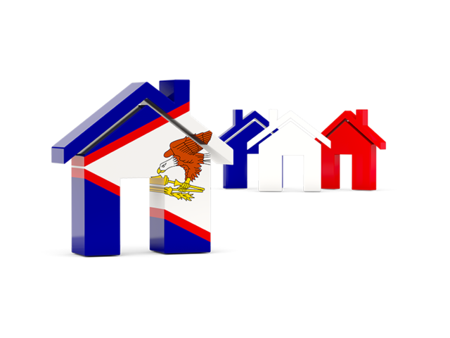 Три домика с флагом. Скачать флаг. Американское Самоа