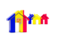 Andorra. Three houses with flag. Download icon.