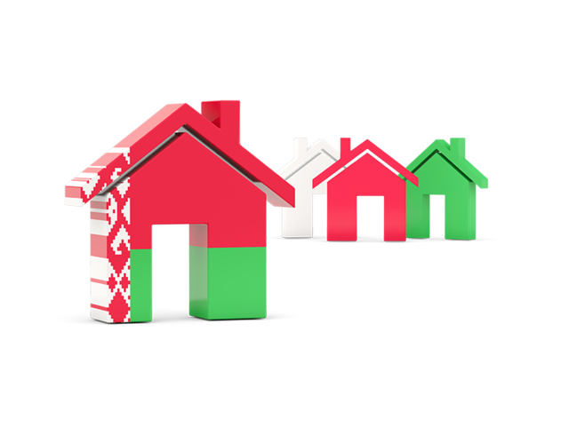 Three houses with flag. Download flag icon of Belarus at PNG format