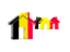 Belgium. Three houses with flag. Download icon.
