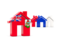 Bermuda. Three houses with flag. Download icon.