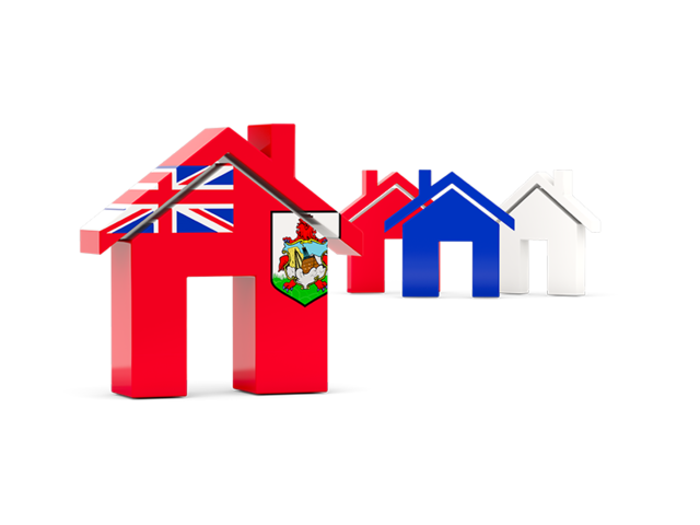 Three houses with flag. Download flag icon of Bermuda at PNG format