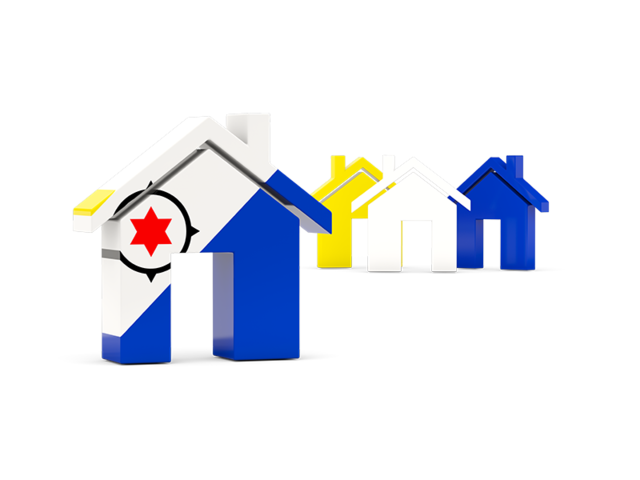 Three houses with flag. Download flag icon of Bonaire at PNG format