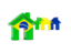 Brazil. Three houses with flag. Download icon.