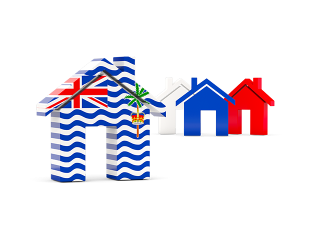 Three houses with flag. Download flag icon of British Indian Ocean Territory at PNG format