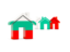 Bulgaria. Three houses with flag. Download icon.