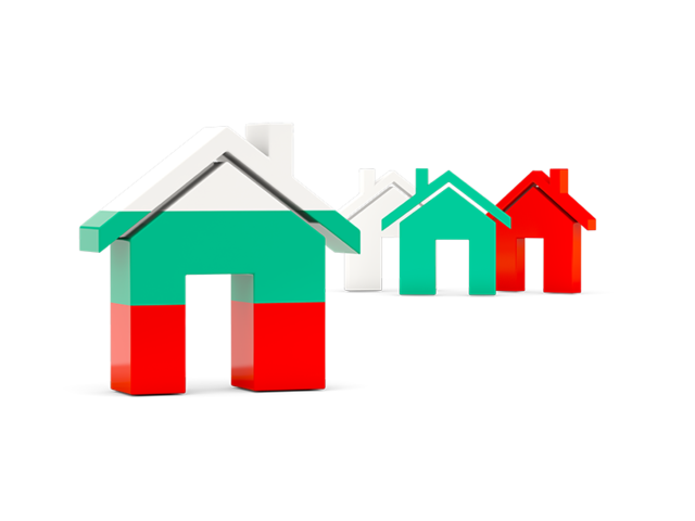 Three houses with flag. Download flag icon of Bulgaria at PNG format