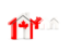 Canada. Three houses with flag. Download icon.