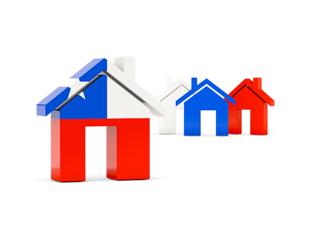 Three houses with flag. Download flag icon of Chile at PNG format