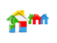 Comoros. Three houses with flag. Download icon.