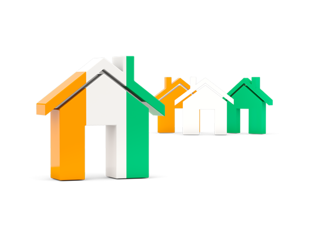 Three houses with flag. Download flag icon of Cote d'Ivoire at PNG format