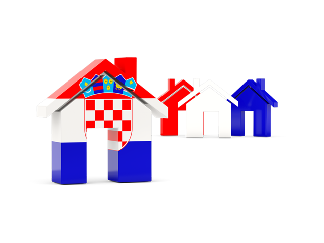 Three houses with flag. Download flag icon of Croatia at PNG format