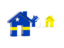 Curacao. Three houses with flag. Download icon.