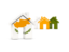 Cyprus. Three houses with flag. Download icon.