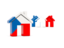 Czech Republic. Three houses with flag. Download icon.