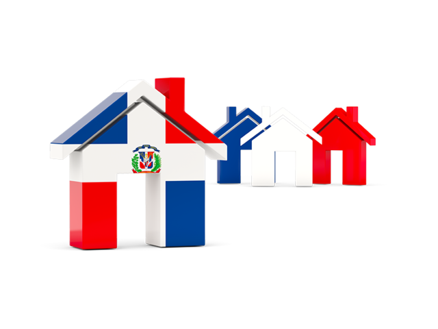 Three houses with flag. Download flag icon of Dominican Republic at PNG format