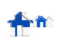 Finland. Three houses with flag. Download icon.