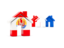 French Polynesia. Three houses with flag. Download icon.