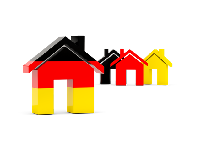 Three houses with flag. Download flag icon of Germany at PNG format