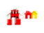 Gibraltar. Three houses with flag. Download icon.