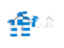 Greece. Three houses with flag. Download icon.