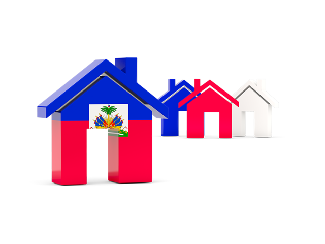 Three houses with flag. Download flag icon of Haiti at PNG format