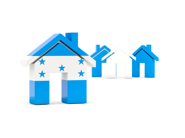 Three houses with flag. Download flag icon of Honduras at PNG format