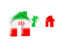 Iran. Three houses with flag. Download icon.