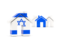 Israel. Three houses with flag. Download icon.