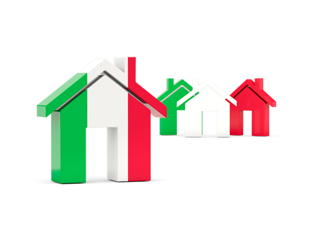 Three houses with flag. Download flag icon of Italy at PNG format