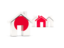 Japan. Three houses with flag. Download icon.