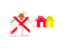 Jersey. Three houses with flag. Download icon.