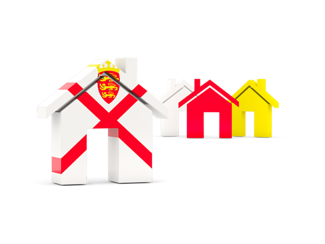 Three houses with flag. Download flag icon of Jersey at PNG format