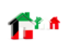 Kuwait. Three houses with flag. Download icon.
