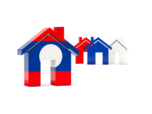 Three houses with flag. Download flag icon of Laos at PNG format