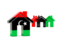 Libya. Three houses with flag. Download icon.